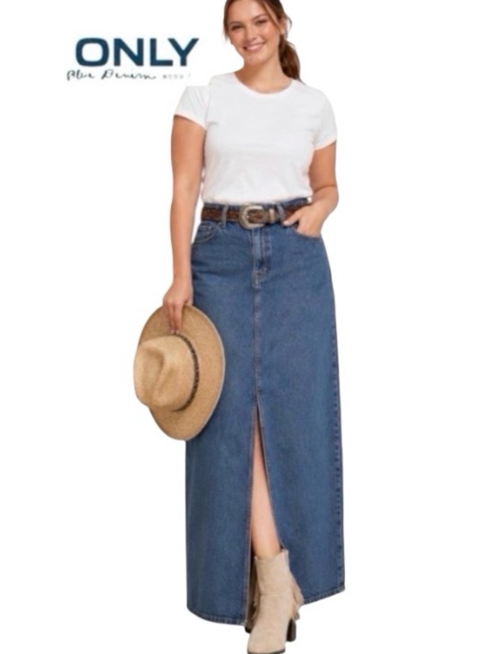 22W ASOS Curve ONLY Denim Blue Jean Maxi Skirt